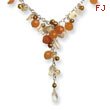 Sterling Silver Freshwater Cultured Gold Pearl Carnelian Yellow Quartz Necklace