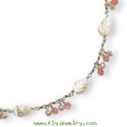 Sterling Silver Freshwater Cultured Pearl, Mother Of Pearl & Cherry Quartz Necklace