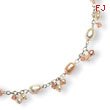 Sterling Silver Freshwater Cultured Pearls Peach Crystal Necklace