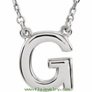 Sterling Silver G 16" Polished BLOCK INITIAL NECKLACE