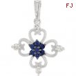 Sterling Silver Genuine Blue Sapphire & Diamond Pendant