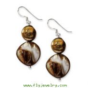 Sterling Silver Golden Brown Mother of Pearl & Freshwater Cultured Pearl Earrings