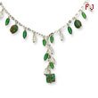 Sterling Silver Green Crystal Fancy Link Necklace