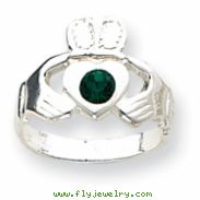 Sterling Silver Green CZ Claddagh Ring