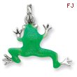 Sterling Silver Green Enamel Frog Charm