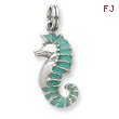 Sterling Silver Green Enamel Seahorse Charm