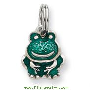 Sterling Silver Green Enameled Frog Charm