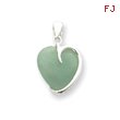 Sterling Silver Green Jade Heart Pendant