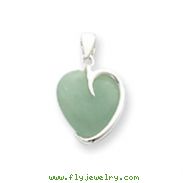 Sterling Silver Green Jade Heart Pendant