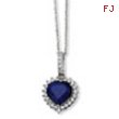 Sterling Silver Heart Synthetic Sapphire/CZ 18in Necklace chain