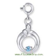 Sterling Silver Hearts of Promise Created December Blue Zircon Birthstone Charm