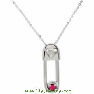 Sterling Silver July & Safe In My Love Pendant And Chain With Packaging