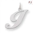 Sterling Silver Large Fancy Script Initial I Charm