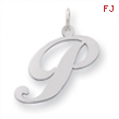 Sterling Silver Large Fancy Script Initial P Charm
