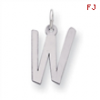 Sterling Silver Large Slanted Block Initial W Charm
