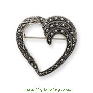 Sterling Silver Marcasite Heart Pin