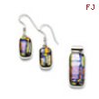 Sterling Silver Muliticolor Dichroic Glass Earrings & Pendant Set