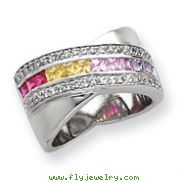 Sterling Silver Multicolored Lane CZ Ring