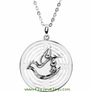 Sterling Silver NECKLACE W/BOX Complete No Setting 25.30 MM Polished 18" CONFIRMATION SPONSOR NECK