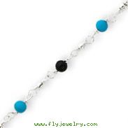 Sterling Silver Onyx, Turquoise Anklet