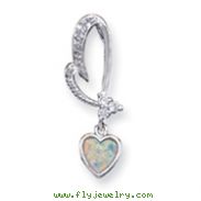Sterling Silver Opal And CZ Heart Pendant