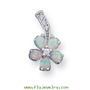 Sterling Silver Opal Flower Pendant