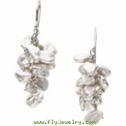 Sterling Silver Pair 08.00 - Freshwater Keshi White Cultured Pearl Earrings