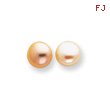 Sterling Silver Peach Cultured Pearl Button Earrings