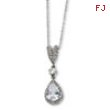 Sterling Silver Pear CZ 18in Necklace chain
