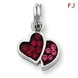 Sterling Silver Pink & Red CZ Hearts Charm