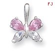 Sterling Silver Pink And Clear CZ Butterfly Pendant