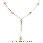 Sterling Silver Pink Cultured Pearl Necklace