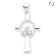 Sterling Silver Pink CZ Claddagh Cross Pendant