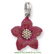 Sterling Silver Pink Enamel Flower Charm