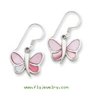 Sterling Silver Pink Shell Butterfly Earrings