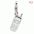 Sterling Silver Polished Cell Phone With Lobster Clasp Charm