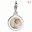 Sterling Silver Polished Circle Frame With Lobster Clasp Charm