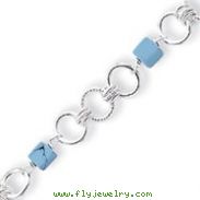 Sterling Silver Polished Turquoise Toggle Bracelet