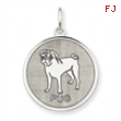 Sterling Silver Pug Disc Charm
