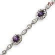Sterling Silver Purlple And Clear CZ Bracelet
