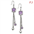 Sterling Silver Purple Crystal & Purple Swarovski Dangle Earrings