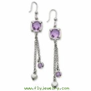 Sterling Silver Purple Crystal & Purple Swarovski Dangle Earrings