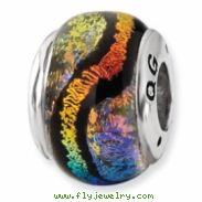 Sterling Silver Rainbow Dichroic Glass Bead