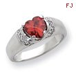 Sterling Silver Red CZ Heart Ring