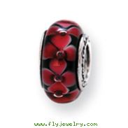 Sterling Silver Reflections Black/Pink Murano Glass Bead