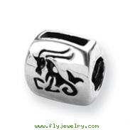Sterling Silver Reflections Capricorn  Zodiac Antiqued Bead