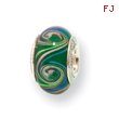 Sterling Silver Reflections Kids Green Murano Glass Bead