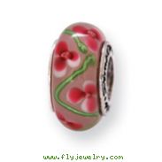 Sterling Silver Reflections Pink/Green Murano Glass Bead