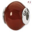 Sterling Silver Reflections Red Brown Agate Stone Bead