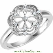 Sterling Silver Ring 07.00 Complete with Stone ROUND VARIOUS Polished .08 CT TW DIA RING